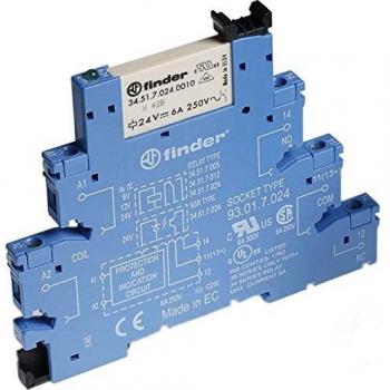 Finder 38 Series Coupling Relay, SPDT, 6A, 24V AC/DC, DIN Rail Mount