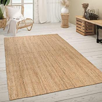 Alfombra Salón Hecha A Mano de Yute Jaspeada, Motivo Moderno Boho, Tamaño 200x290 cm