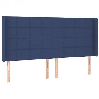 Cabecero con LED de tela azul 183x16x118/128 cm