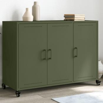 Aparador de acero laminado en frío verde oliva 100,5x39x72 cm Vidaxl Verde