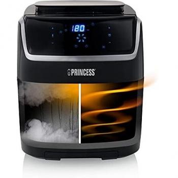 Princess 182080 Freidora sin aceite y vaporera 2 en 1 multifunción, capacidad 6.5 L, 1700 W, 8 programas, panel digital táctil y fácil de usar, recetario y accesorios incluidos, cocina saludable