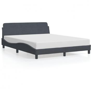 Velvet Queen Bed Frame without Mattress in Dark Grey 152x203 cm