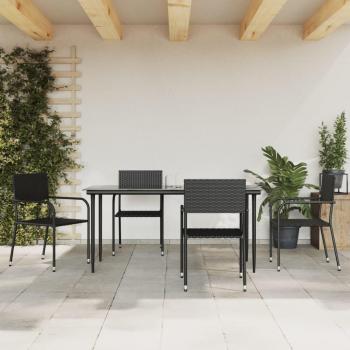5 Piece Black Poly Rattan Garden Dining Set