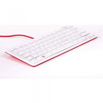 Teclado Oficial Raspberry Pi AZERTY con Hub USB de 3 Puertos, Rojo/Blanco