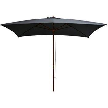 vidaXL Sombrilla con Palo de Madera 200x300 cm Antracita Parasol Toldo Patio