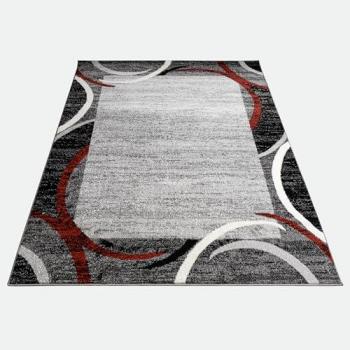 Alfombra de Diseño para Sala de Estar con Cenefa Gris Negro Crema Moteado, tamaño: 80x300 cm - Paco Home