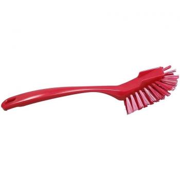 FBK 10463-3 Cepillo Limpia Platos, Fibra Semidura, con Raspador, 255 x 28 mm, Rojo