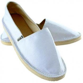 SEAC Malaga Alpargatas para Mujeres y Hombres en Canvas y Costuras expuestas clásicas, Suela Antideslizante, Unisex-Adult, Blanco, 36