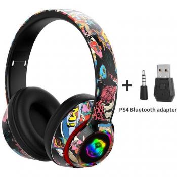 Auriculares Gamer Inalámbricos con Micrófono, Luz RGB, Bluetooth 5.1, Compatibles con Teléfono Móvil, PC y PS4, Soporte para Tarjeta TF