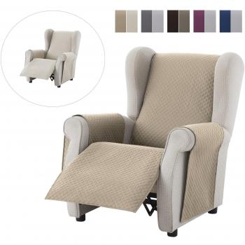 textil-home Funda Cubre Sillón Relax Adele, Tamaño 1 Plaza -Protecto Sofá Acolchado Reversible. Color Beige