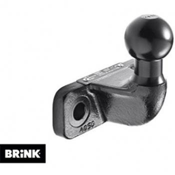 Enganche de remolque desmontable Brink 547400 con capacidad de carga de hasta 2100 kg, diseño aerodinámico, instalación sin taladrar, compatible con vehículos específicos y sistema eléctrico incluido