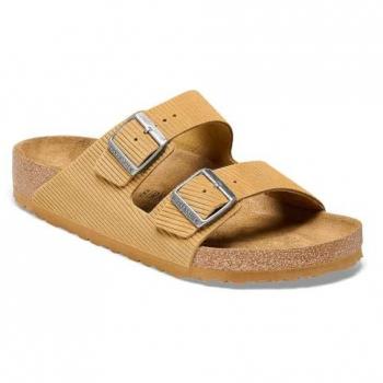 Sandalias Birkenstock Arizona de microfibra en color arena, planas y estrechas