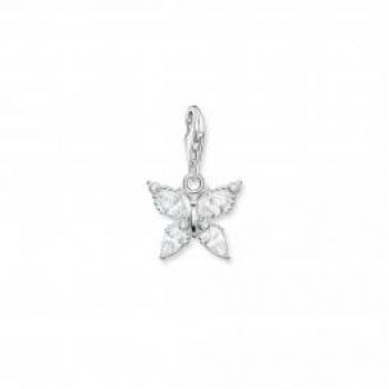 THOMAS SABO Charm Club Glam & Soul Pendant - Sterling Silver / Zirconia White Butterfly Charm 1862-051-14