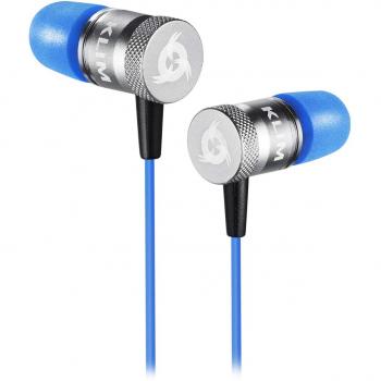 KLIM Fusion - Auriculares con micrófono para móvil + Garantía 5 años + Innovadora Espuma de Memoria + Jack 3,5 mm + Compatibles con Smartphone, Tablet, Consola, PC - Nueva Versión 2022 - Azul