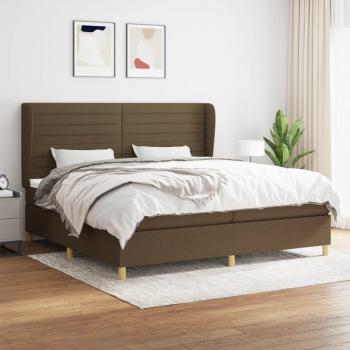 Cama box spring suave con colchón marrón oscuro 200x200 cm tela