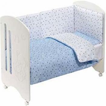 INTERBABY - Cuna Lovely con Textil Corona Azul
