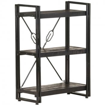 Estantería de 3 niveles en madera maciza de mango negro, dimensiones 60x30x80cm