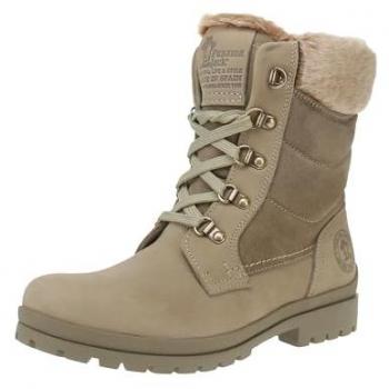 Panama Jack - Botas de mujer Tuscani en piel con forro de pelo sintético, color Kaki, talla 41