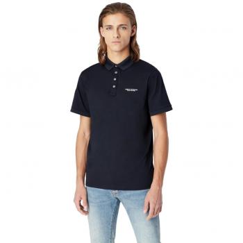 Armani Exchange Men's Short Sleeve Stretch Cotton Polo Shirt - Navy, Slim Fit, Size M