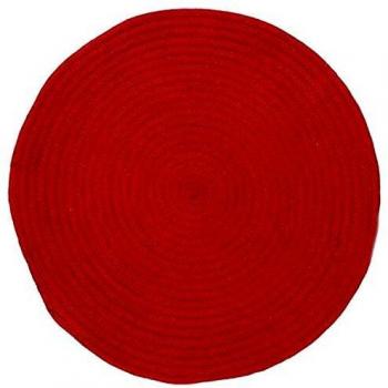 TAPIZ REVERSIBLE DE ALGODÓN EFECTO CORDAGE DIÁMETRO 70 CM - ROJO