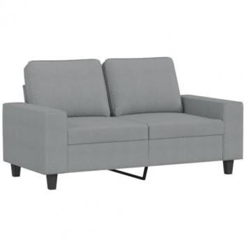 Sofá de 2 plazas gris claro 120 cm, tapizado en tela, con reposabrazos y respaldo, ideal para salón, oficina o dormitorio