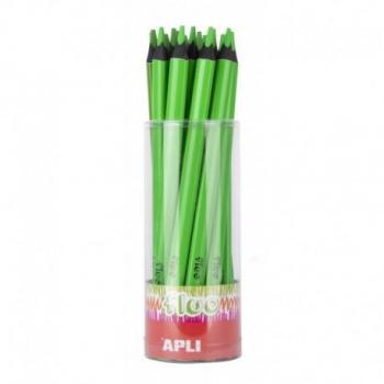Lápiz Jumbo Apli Fluor Triangular Verde - Pack de 18 Unidades con Mejor Sujeción y Cobertura