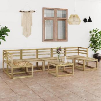 Set de muebles de jardín 8 piezas madera de pino impregnada verde