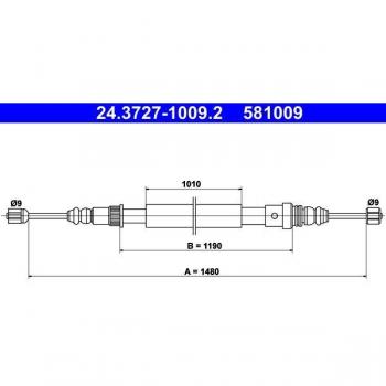 Cable de freno de mano ATE 24.3727-1009.2