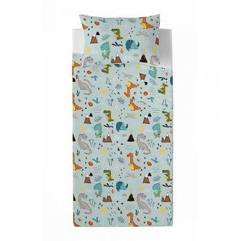 Juego de Sábanas Infantiles 100% Algodón Saurus para Cama de 105 cm - Incluye Sábana Encimera y Funda de Almohada, Fabricado en España