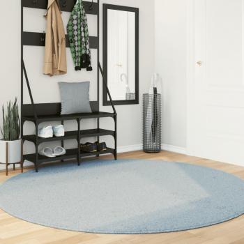 Alfombra de pelo corto suave y lavable Ø 200 cm Color Antracita, Beige, Crema y Azul para Sala de Estar, Dormitorio, Habitación y Salón