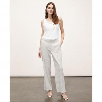 Pantalón palazzo de raya diplomática en mezcla de lino