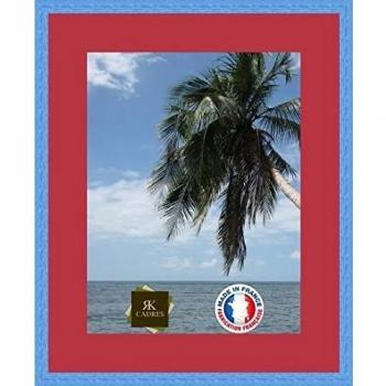 Marco de fotos pared 33 x 43/33 x 43 marco, cm de ancho, Marco en madera, madera, Bleu Marine-3, Passe-Partout Rouge