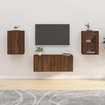 Mueble para TV de pared 2 uds, dimensiones 40x34,5x60 cm, color roble marrón