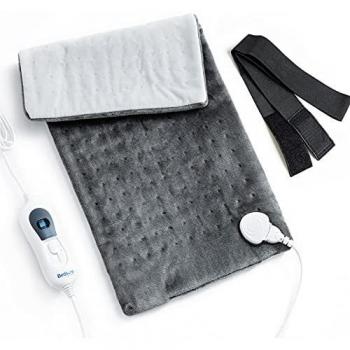 Bedsure Manta Electrica Lumbar Pequeña - Almohadilla Térmica Espalda de 3 Calentamiento Niveles, Esterilla Calor con Función de Apagado Automático, Gris, 30x60cm