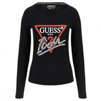 Guess Women's Icon Logo Long Sleeve T-Shirt - Black, Size S