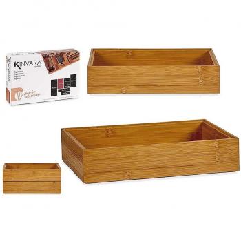 Organizador de Cajones Apilable de Bambú Marrón 15 x 5 x 23 cm Natural