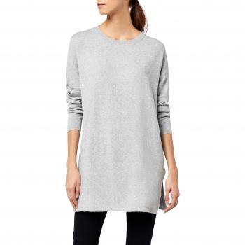 VERO MODA Vmbrilliant Ls O-Neck Long Blouse Noos, Suéter para Mujer, Gris