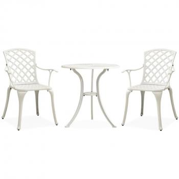 vidaXL 3-Piece Cast Aluminium White Bistro Set
