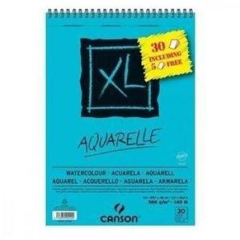 Canson Bloc Acuarela Aquarelle Fino XL Espiral 25+5 (Gratis) Hojas 300gr 29,7x42cm -5U- C400110017