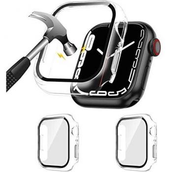 HWeggo 2 Pack Protector Pantalla Compatible con Apple Watch Series 7 41mm 45mm, Estuche protector rígido general Protector de pantalla versátil para PC ultradelgado