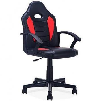 You, Silla Gamer, Silla de Escritorio, Despacho o Oficina, Acabado en Símil Piel Color Negro y Rojo, Medidas: 60 cm