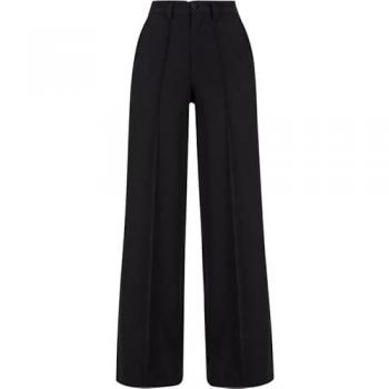 Urban Classics Ladies Wide Pleated Pants - Black, W29L33 to W30L33