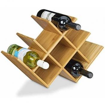 Botellero de Vino en Bambú de Alta Calidad para 8 Botellas, Dimensiones: 31,5 x 47 x 16,5 cm, Color Marrón