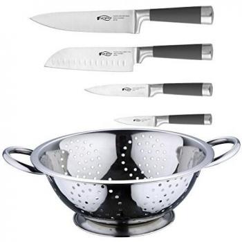 Renberg 55238 Set de Útiles de Cocina con Cuchillos Profesionales y Colador/Escurridor, Multicolor, Plastic