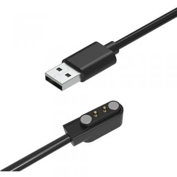 Cargador de Repuesto Ksix Core para Smartwatch, Pines de Carga Magnéticos, Conector USB-A 60 cm, Color Negro