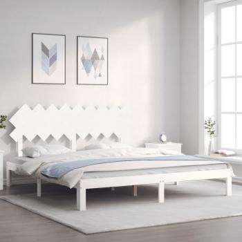 Cabecero blanco de madera maciza Super King Size