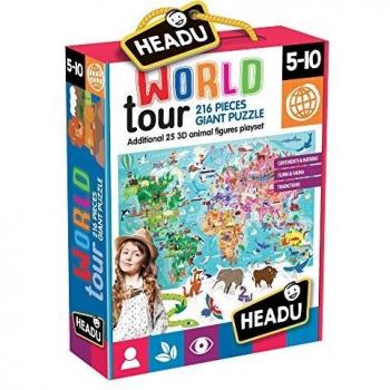Headu- World Tour Juego Infantil Educativo de geografía, Multicolor