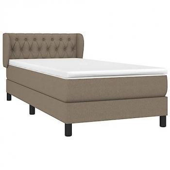 Cama Box Spring con Colchón Tapizado de Muelles Ensacados 90x200 cm en Tela Gris Taupe