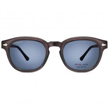 Polar 448 Clip-On Polarized Sunglasses for Men - Shiny Crystal Grey, Size 48