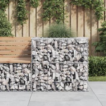 Cesto de Gaviones de Hierro Galvanizado Color Plateado 70x70x65 cm